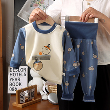 秋冬款婴儿纯棉内衣套装A类宝宝秋衣秋裤男女童护肚睡衣家居服新