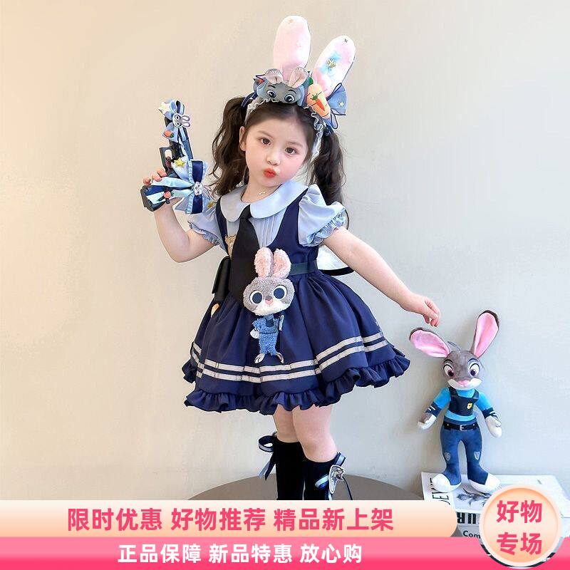 新新款卡通可爱兔子警官头饰卡通儿童结兔耳朵发箍小女孩发饰发饰