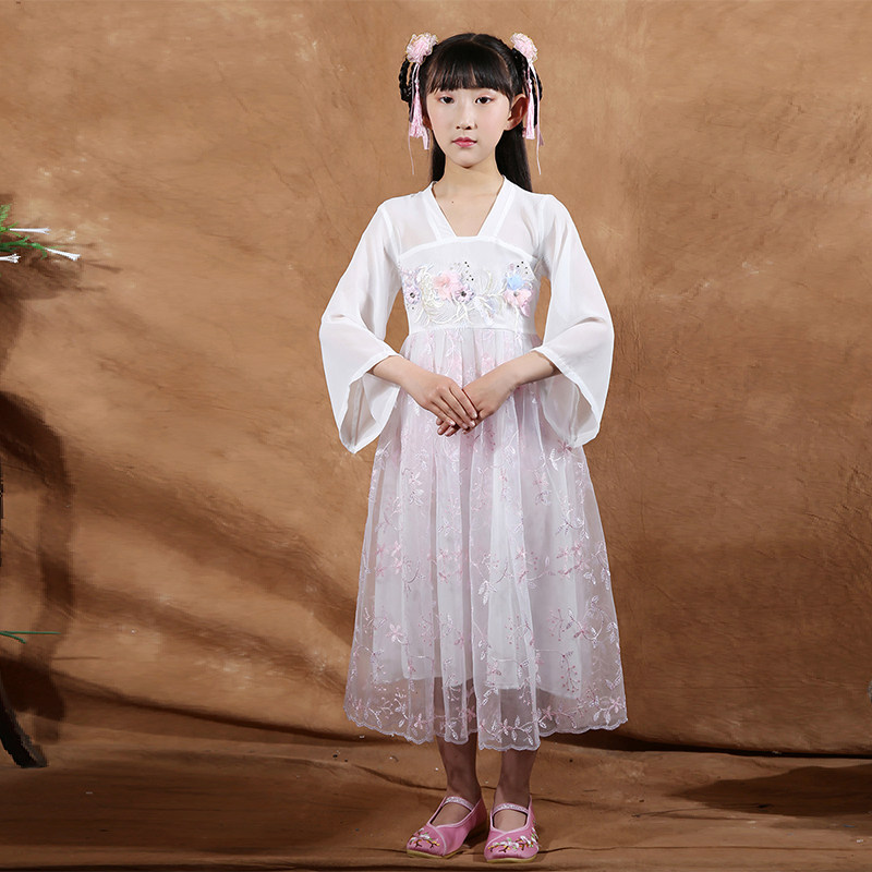 新款女童古装汉服超仙襦裙唐装中国风仙女连衣裙网红中童套装春夏