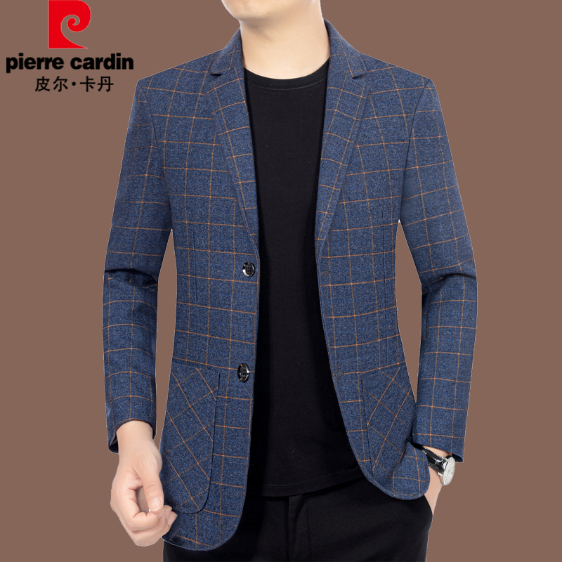皮尔卡丹春秋款中青年男西装上衣商务休闲春季修身西服薄款男外套