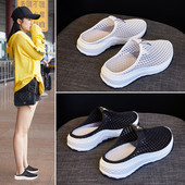 平底无后跟懒人鞋 夏天包头半拖鞋 外穿妈妈鞋 百搭时尚 女老北京布鞋