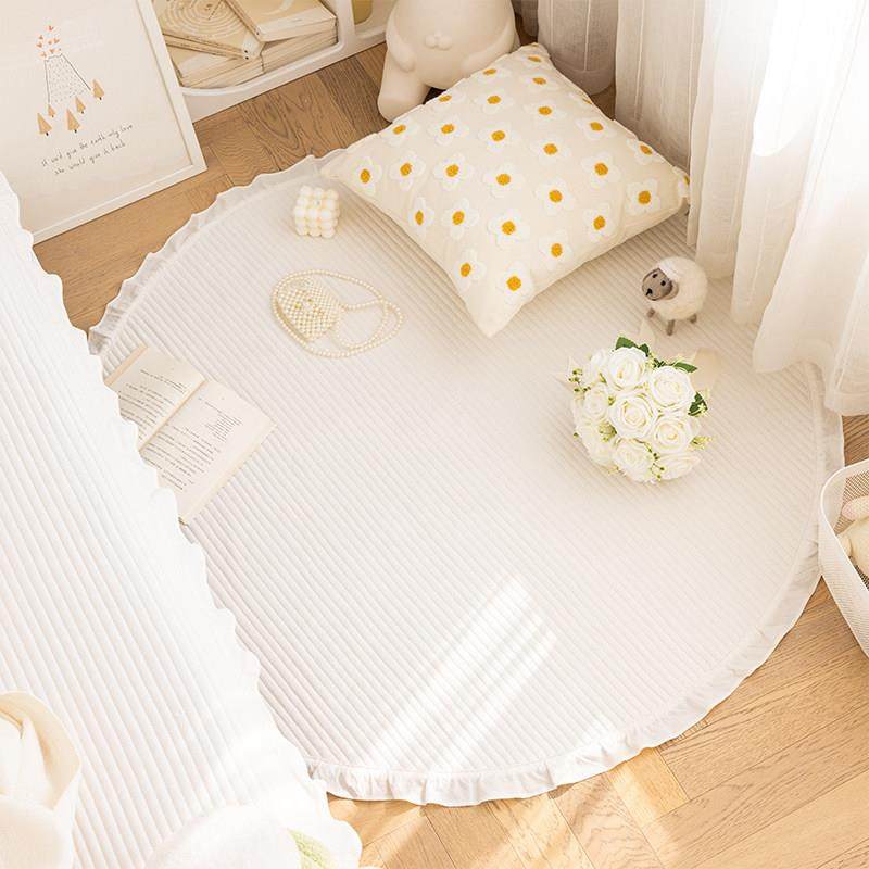 韩式纯棉客厅家用地垫卧室床边防滑圆形脚垫儿童榻榻米爬行垫地毯