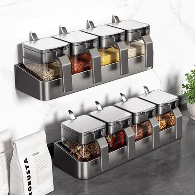 日本NUJIUI厨房调料套装组合家用盐罐味精收纳置物架墙挂式调料盒