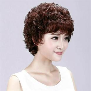 假发女短发短卷发女士真发个性中老年日常真人发丝送妈妈透气头套