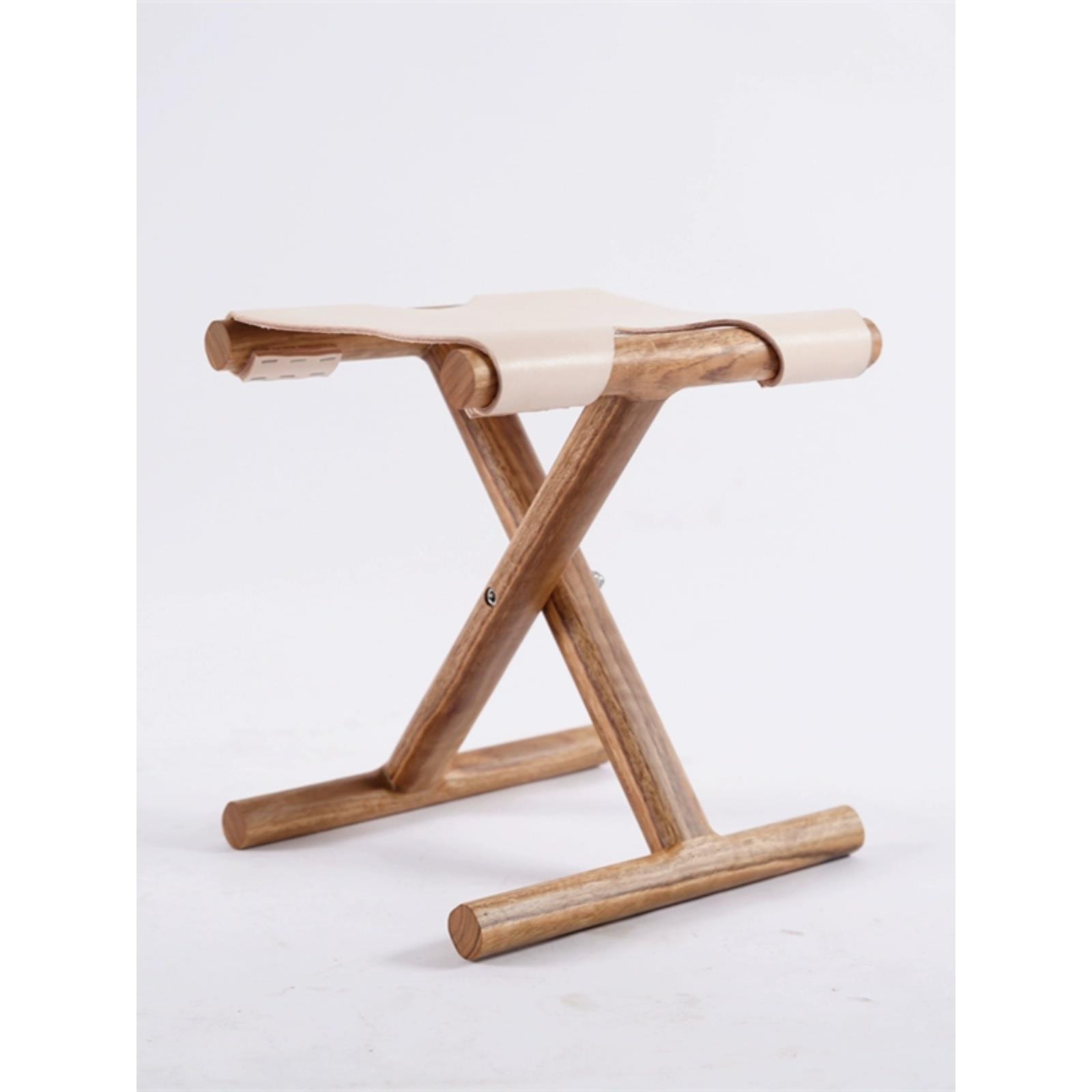 实木折叠椅 简易板凳新品马扎便携式家用牛皮换鞋凳 红木矮凳户外