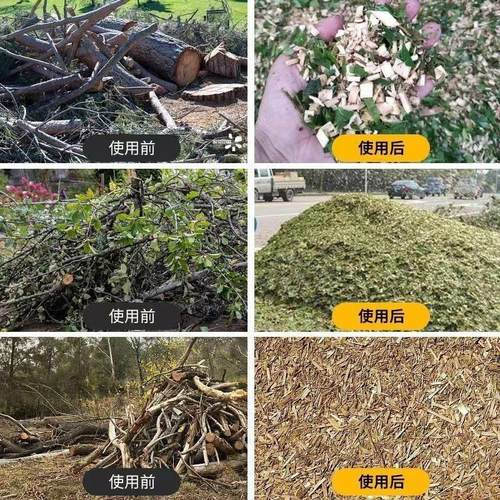 园林果园树叶枝条碎枝机树枝粉碎机家用小型可移动秸秆木材碎木机