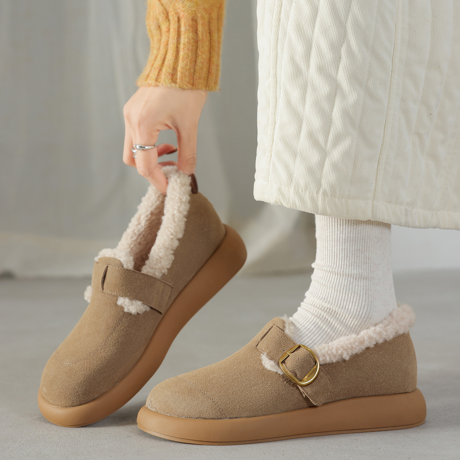 Dale小暖炉加绒勃肯鞋保暖毛毛鞋