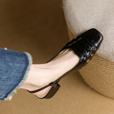 Dale~法意小调编织镂空包头凉鞋