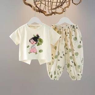 女童夏季套装儿童洋气短袖T恤休闲女宝宝中小童夏装薄款两件套
