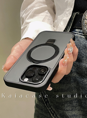 kaia 简约支点磁吸适用苹果14promax手机壳iphone13新款1黑色边框12高级感15pro磨砂男女款防摔苹果16保护套