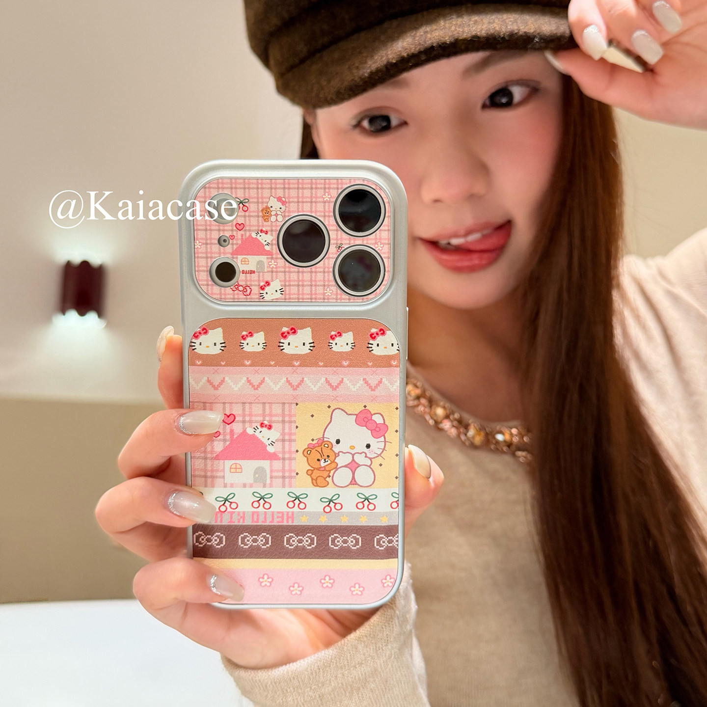 kaia 甜美少女心粉格纹哈喽kt房子适用苹果17promax手机壳iphone16pro新款17女14pro创意15pro全包防摔手机套,3C数码配件,手机保护套/壳,淘宝优惠券,粉丝福利购,淘宝优惠卷