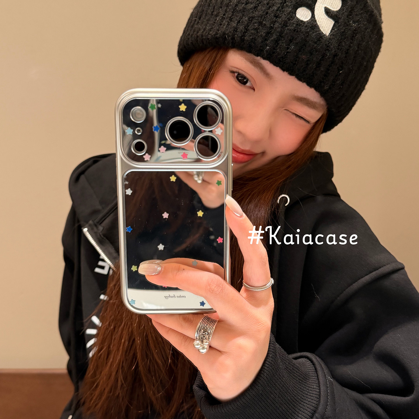 kaia 日韩ins简约彩色小星星镜面适用苹果17promax手