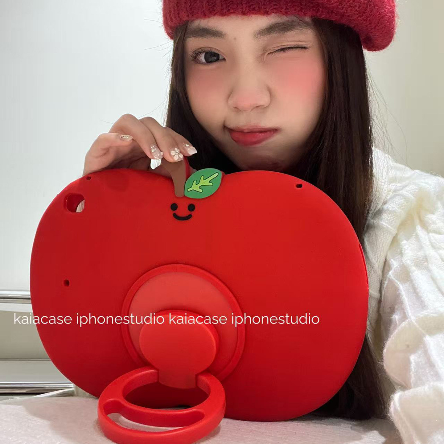 kaia可爱ins红苹果支架pad10保护套2022新款适用苹果iPad789代10.2寸mini6平板Air4/5保护壳pro女软硅胶9.7寸,3C数码配件,平板电脑保护套/壳,淘宝优惠券,粉丝福利购,淘宝优惠卷