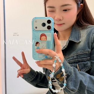 kaia 日漫卡通奈良美智女孩插画适用苹果17promax手机壳iphone16pro新款13女14pro带链条15pro双层防摔手机套