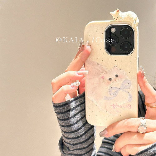 kaia 温柔ins卡通宠物猫金吉拉适用iphone16promax手机壳苹果13新款15promax立体猫咪14女11创意苹果12手机套