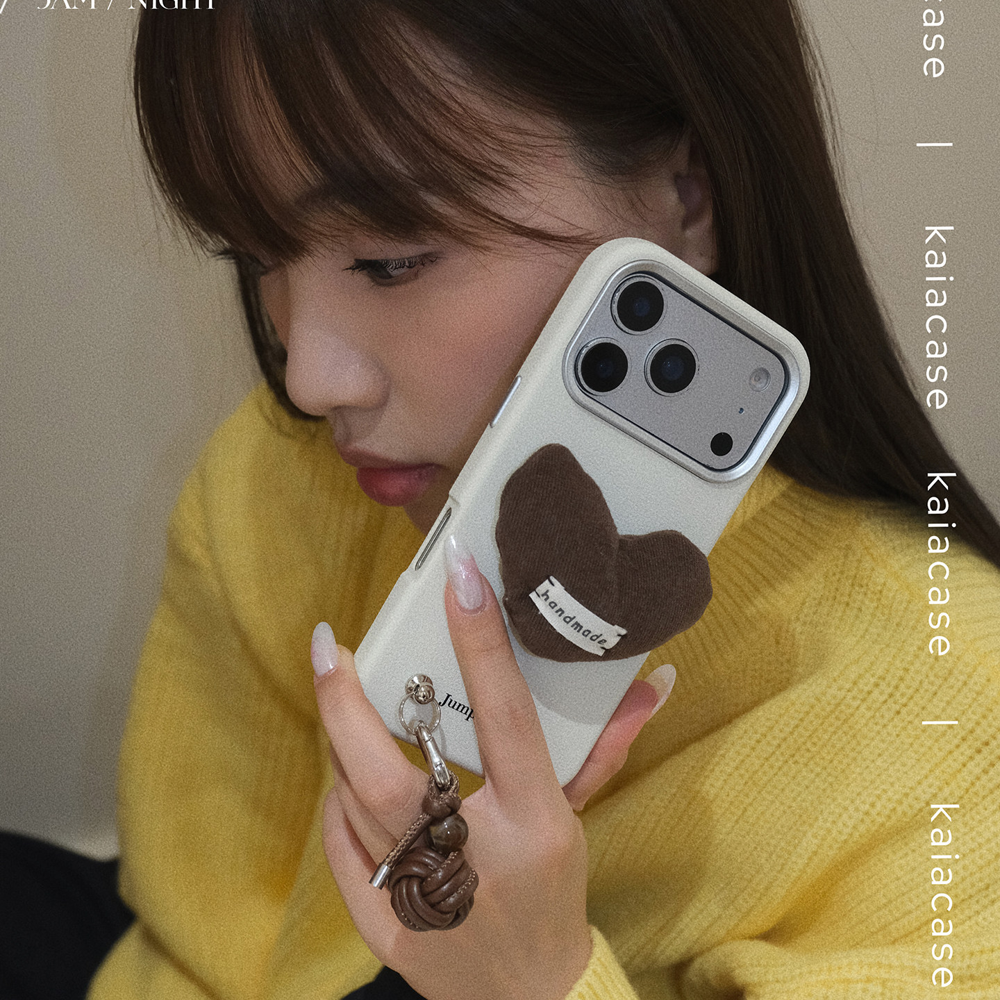 kaia 原创ins栗子棕爱心适用苹果17promax手机壳ip