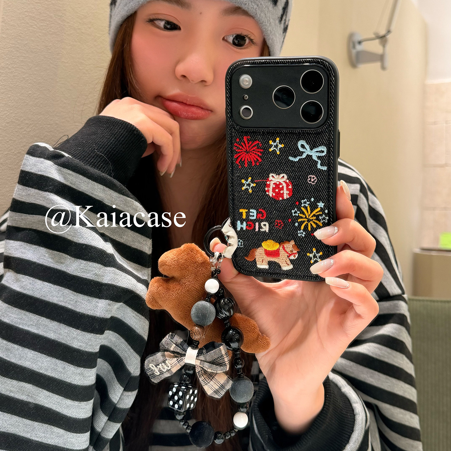 kaia 新年ins牛仔刺绣小马烟花适用苹果17promax手机壳iphone16pro新款17女14pro带链条15pro全包防摔手机套,3C数码配件,手机保护套/壳,淘宝优惠券,粉丝福利购,淘宝优惠卷