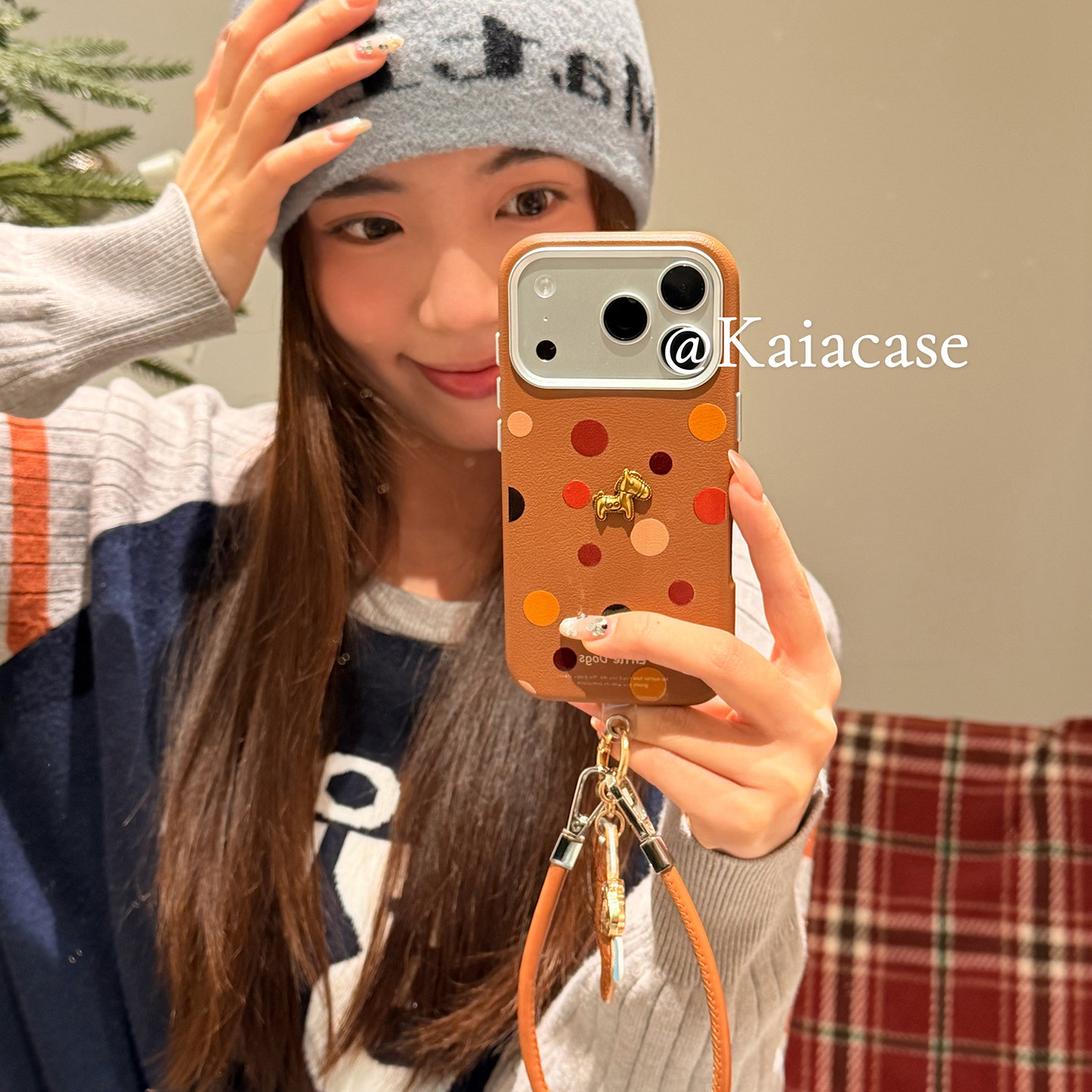 kaia小众ins彩色波点金马适用苹果17promax手机壳iphone16pro新款13女14pro带挂绳15pro皮纹二合一防摔手机套,3C数码配件,手机保护套/壳,淘宝优惠券,粉丝福利购,淘宝优惠卷