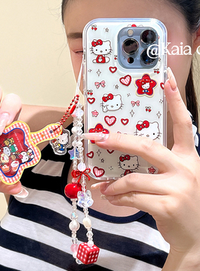 kaia HelloKitty凯蒂猫星星摇摇乐适用苹果16promax手机壳iphone13新款15女14pro带链条16pro可爱防摔手机套