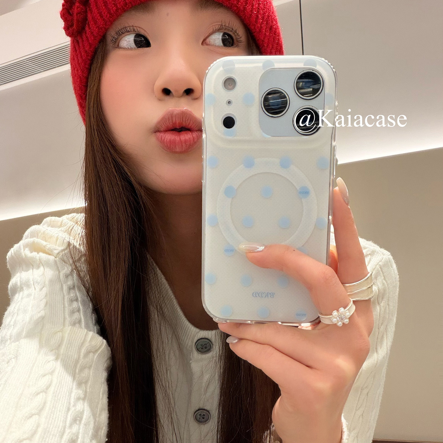 kaia韩风ins小清新简约蓝波点磁吸适用苹果17promax手机壳iphone16pro新款17女14pro创意15pro全包防摔手机套,3C数码配件,手机保护套/壳,淘宝优惠券,粉丝福利购,淘宝优惠卷