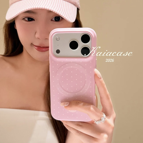 kaia 韩系ins小清新纯色波点适用苹果17promax手机壳iphone16pro新款17女14pro磁吸壳15pro全包硬防摔手机套