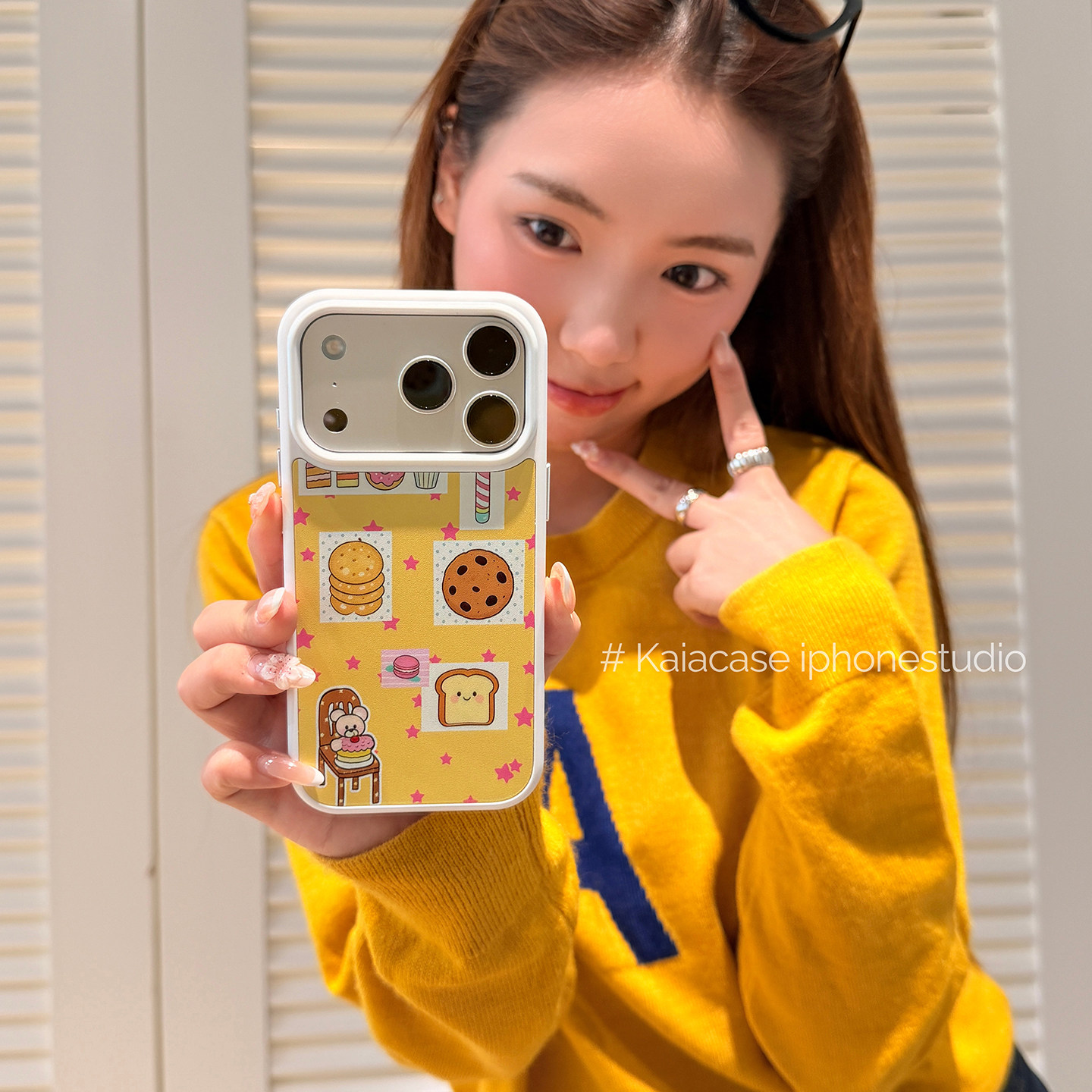 kaia ins可爱卡通饼干吐司小熊适用苹果18promax手机壳iphone17pro新款15/16女17pm创意18pro全包防摔手机套