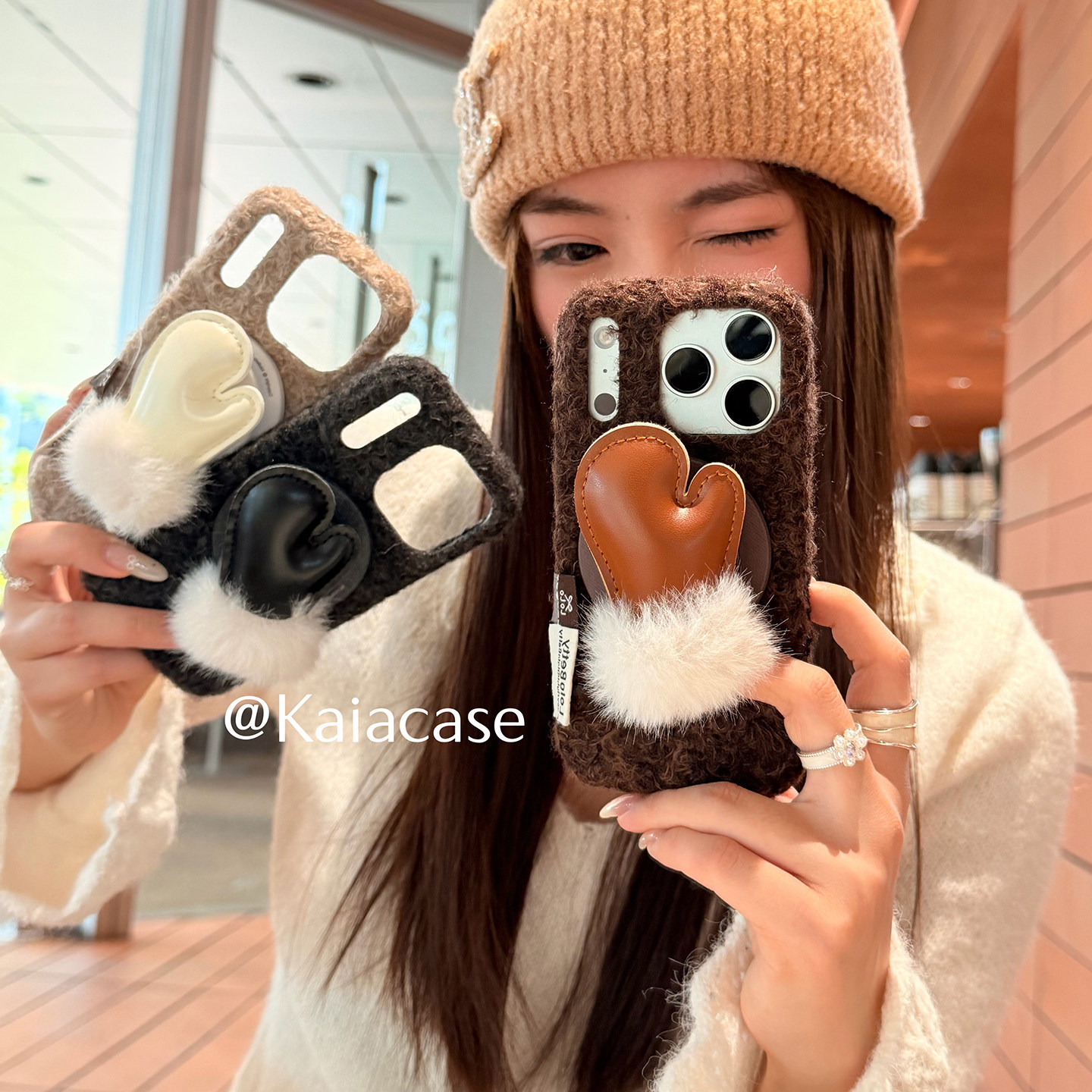 kaia 秋冬毛绒茸纯色手套标签适用苹果17promax手机壳iphone16pro新款13女14pro磁吸支架15pro全包防摔手机套,3C数码配件,手机保护套/壳,淘宝优惠券,粉丝福利购,淘宝优惠卷