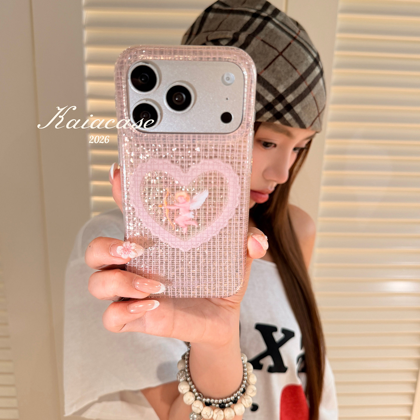 kaia 氛围感蕾丝爱心丘比特适用苹果18pro手机壳iphone18promax新款17pro女款16pro全包双层15软边防摔保护套