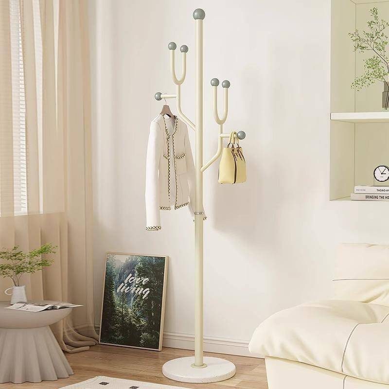 奶油风家用立式挂衣架落地卧室网红室内简约衣帽架客厅进门衣服架