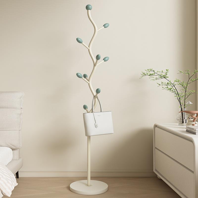 奶油风衣架卧室落地挂衣架家用立式铁艺挂衣服架子客厅挂包衣帽架