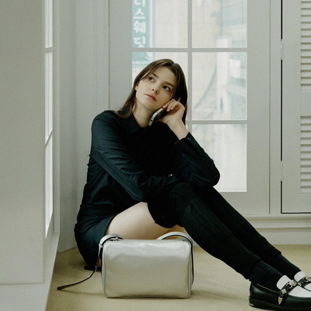 CUKOLR 简约质感女包银色保龄球包单肩斜挎包大容量手提包