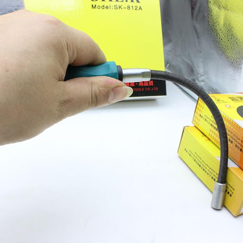 鹏工喉箍螺丝刀7mm加长六角套筒弹簧喉箍扳手可弯曲喉箍批螺丝批