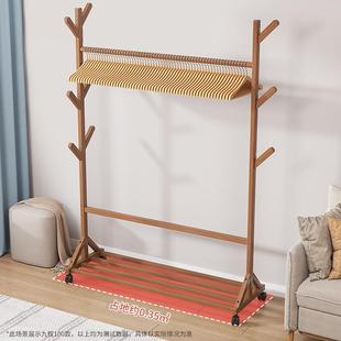 丝竹阁衣架卧室落地床边放衣服的神器实木挂衣简易家用房间衣帽架