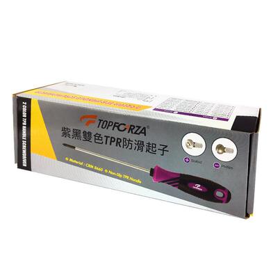 拓伏锐(TOPFORZA)2SD-06100S3螺丝刀一字紫黑双色TPR防滑起子改锥