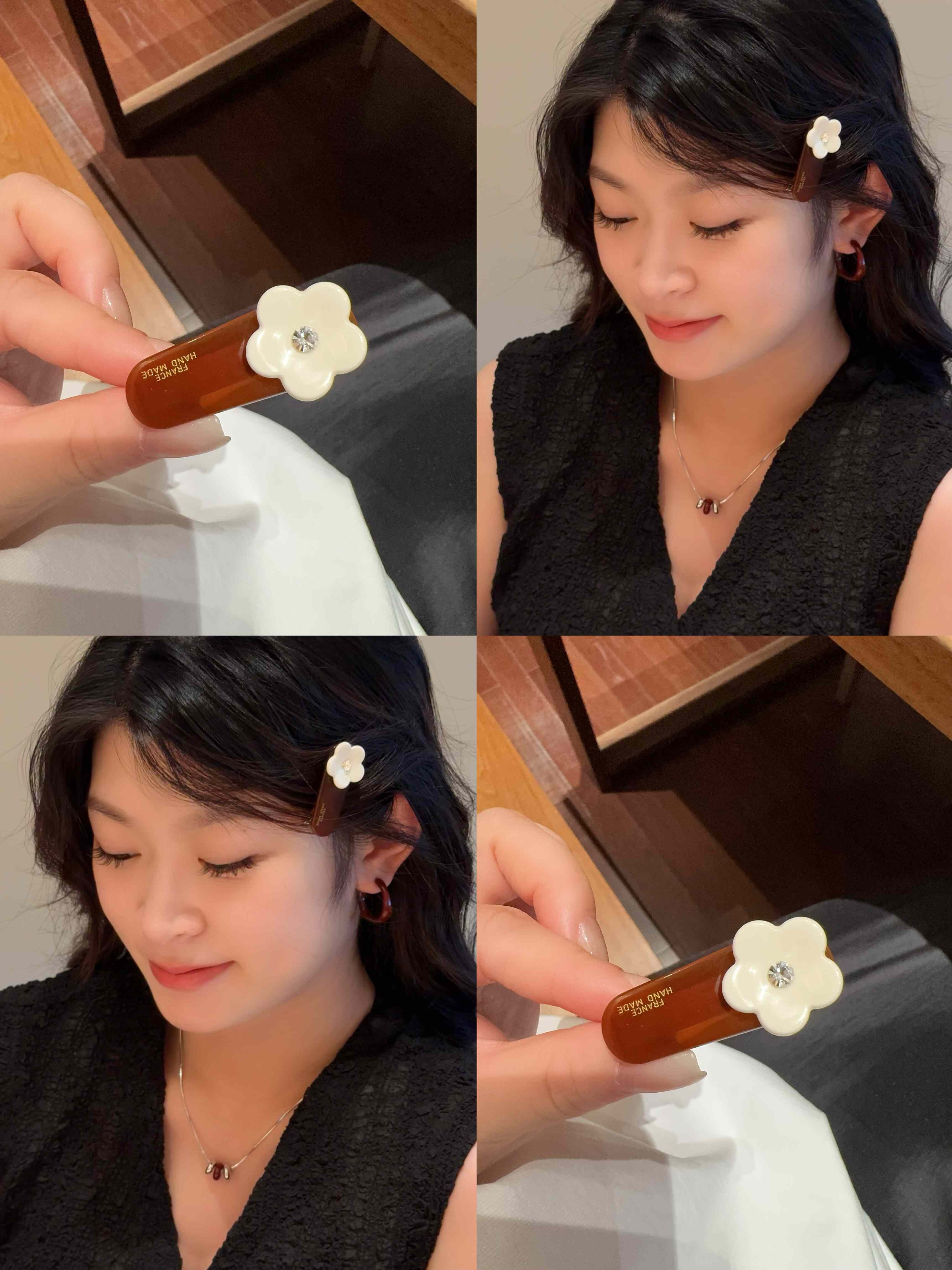 醋酸 焦糖云朵小花压夹