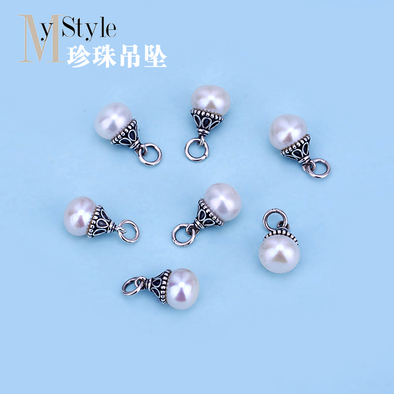 首饰s925纯银复古配件材料珍珠