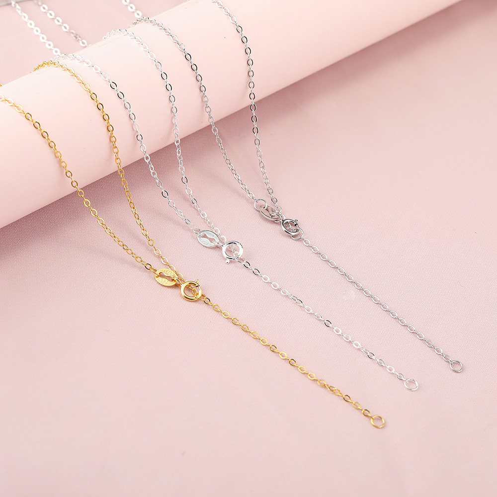 在熙（饰品）925纯银十字链  锁骨链 可调大小裸链 个性简约O字链