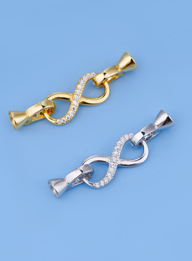 S925纯银 饰品diy配件 双环8字双圈连接杆 项链手链挂件