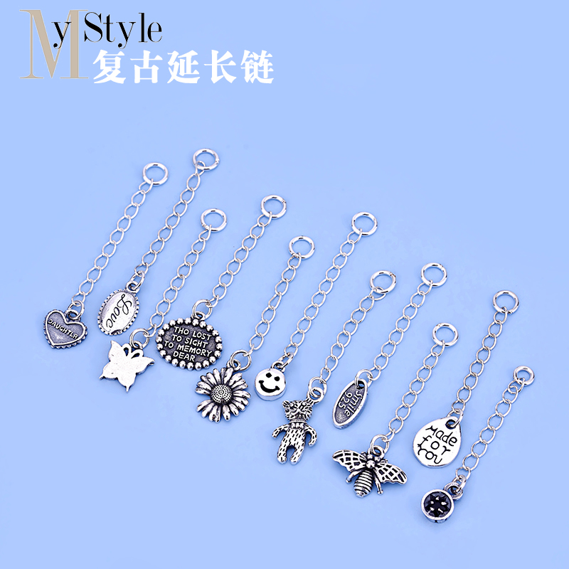 s925纯银蝴蝶英文字牌首饰延长链
