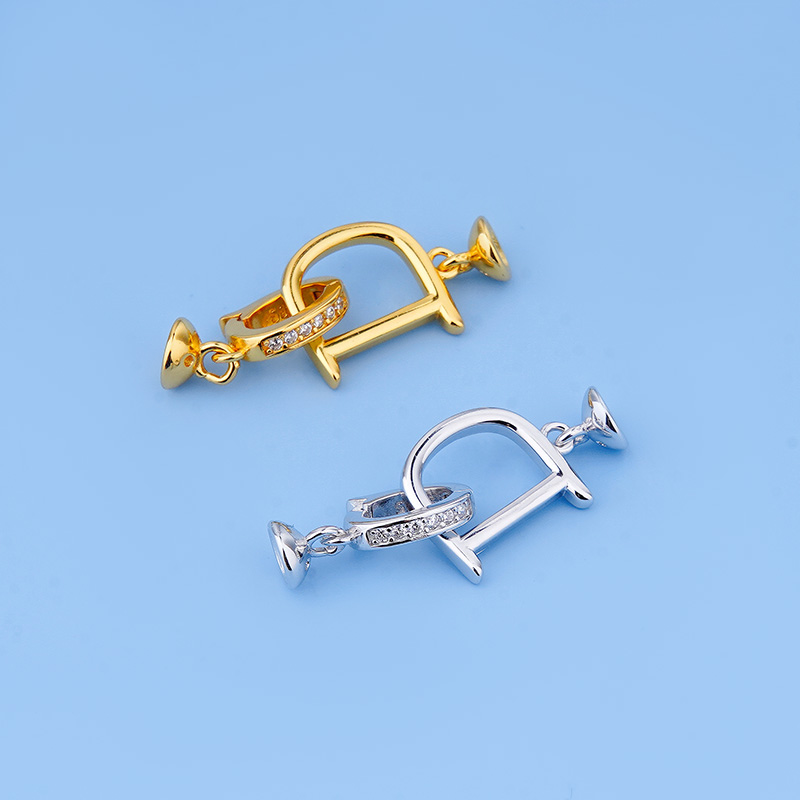 S925纯银  D字款塔扣连接扣项链手链配件  半成品手工DIY配件扣子