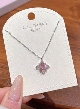 四叶草精致锆石锁骨链百搭时尚小众设计感高级小红书同款轻奢项链