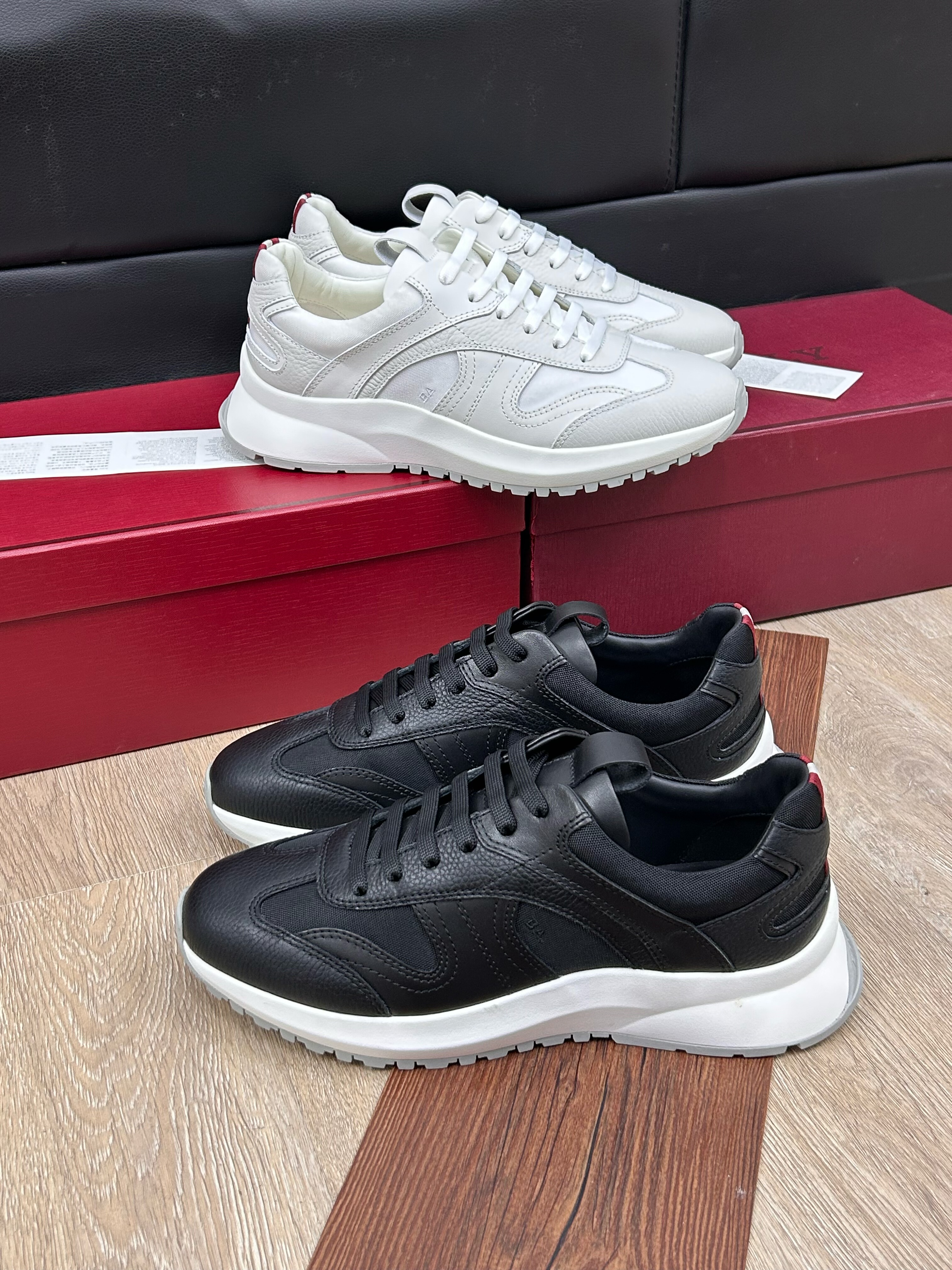 外贸原单男鞋真皮拼织物系带厚底四季百搭透气舒适商务运动休闲鞋