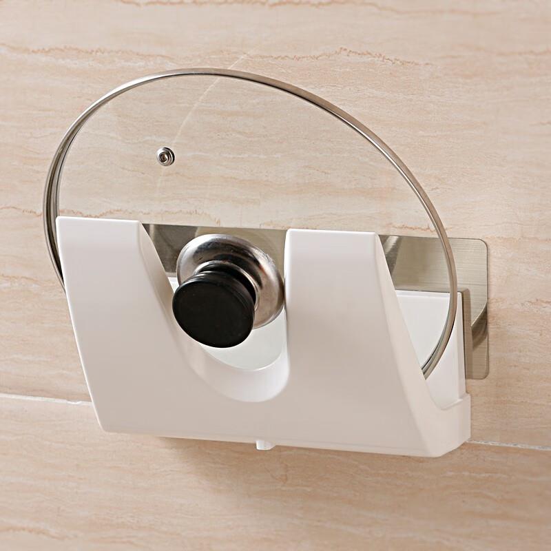 SPSAUCE锅盖架壁挂免打孔接水盘厨房置物架壁挂挂锅盖架锅盖座带