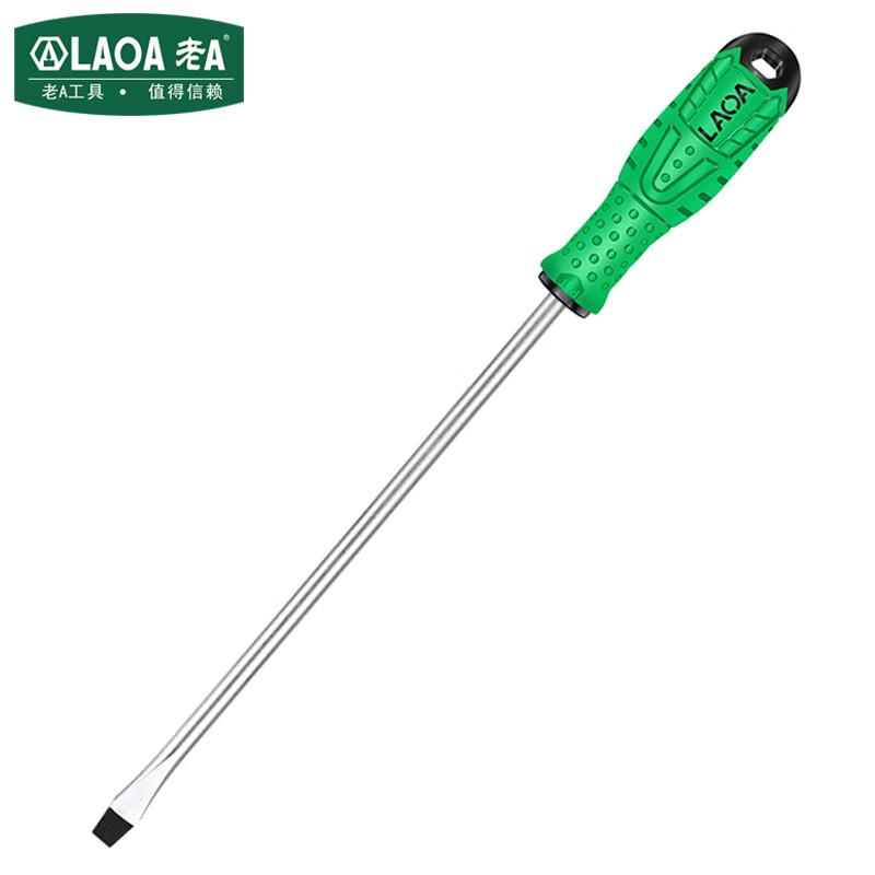 老A(LAOA)双色柄防滑一字螺丝批螺丝刀起子6x300mmLA618114