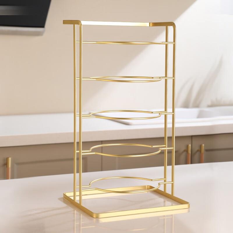 格娜斯厨房配菜盘多层免打菜盘孔置物架火锅蔬菜手提备五层金色配