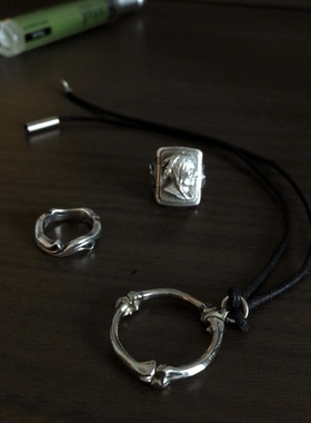 BMC the soloist宫下贵裕经典骨头圆环皮绳项链情侣pengiri同款