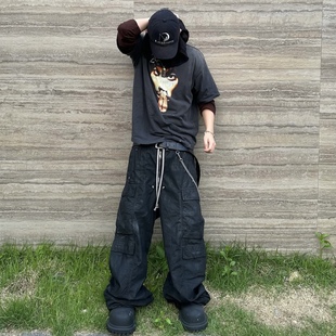 Saint vintage Mx6说唱之神2PAC联名人像印花复古水洗做旧圆筒短袖