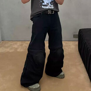 休闲裤 Cargo水洗做旧可拆卸微喇牛仔裤 牛仔面料Flared BMC新款