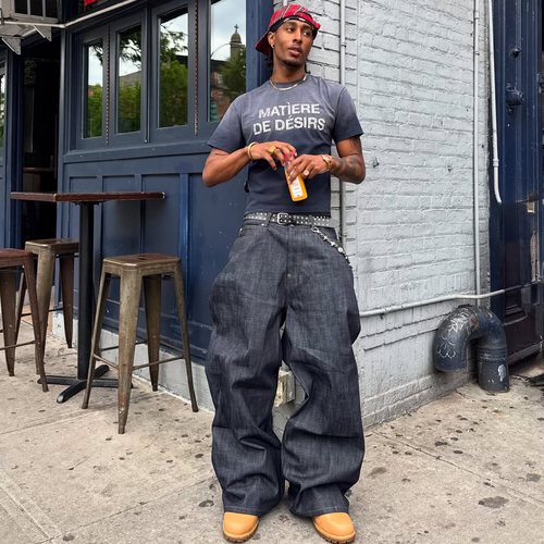 原牛暗扣超宽松牛仔裤Carti同款