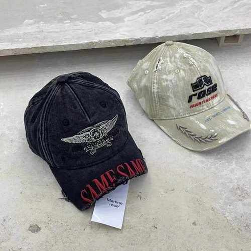 做旧破坏泼墨断檐鸭舌帽弯檐帽